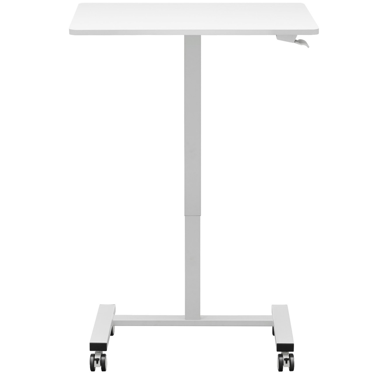 Mobile Standing Desk, 28"-44" Gas-Spring Height Adjustable Sit-Stand Desk, 4 360Â° Swivel Wheels (2 Lockable) Portable Rolling Laptop Table Computer Cart for Home Office School, 40LBS Loading