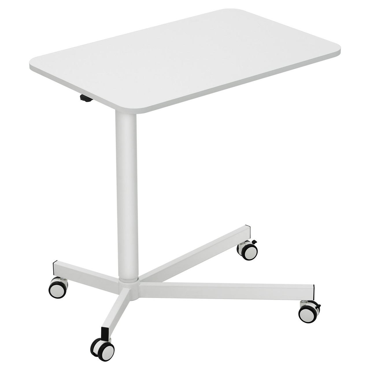 Mobile Standing Desk, 28.5"-44.2" Gas-Spring Height Adjustable Sit-Stand Desk, 360° Swivel Wheels (2 Lockable) Portable Rolling Laptop Table Computer Cart for Home Office School, 44LBS Loading