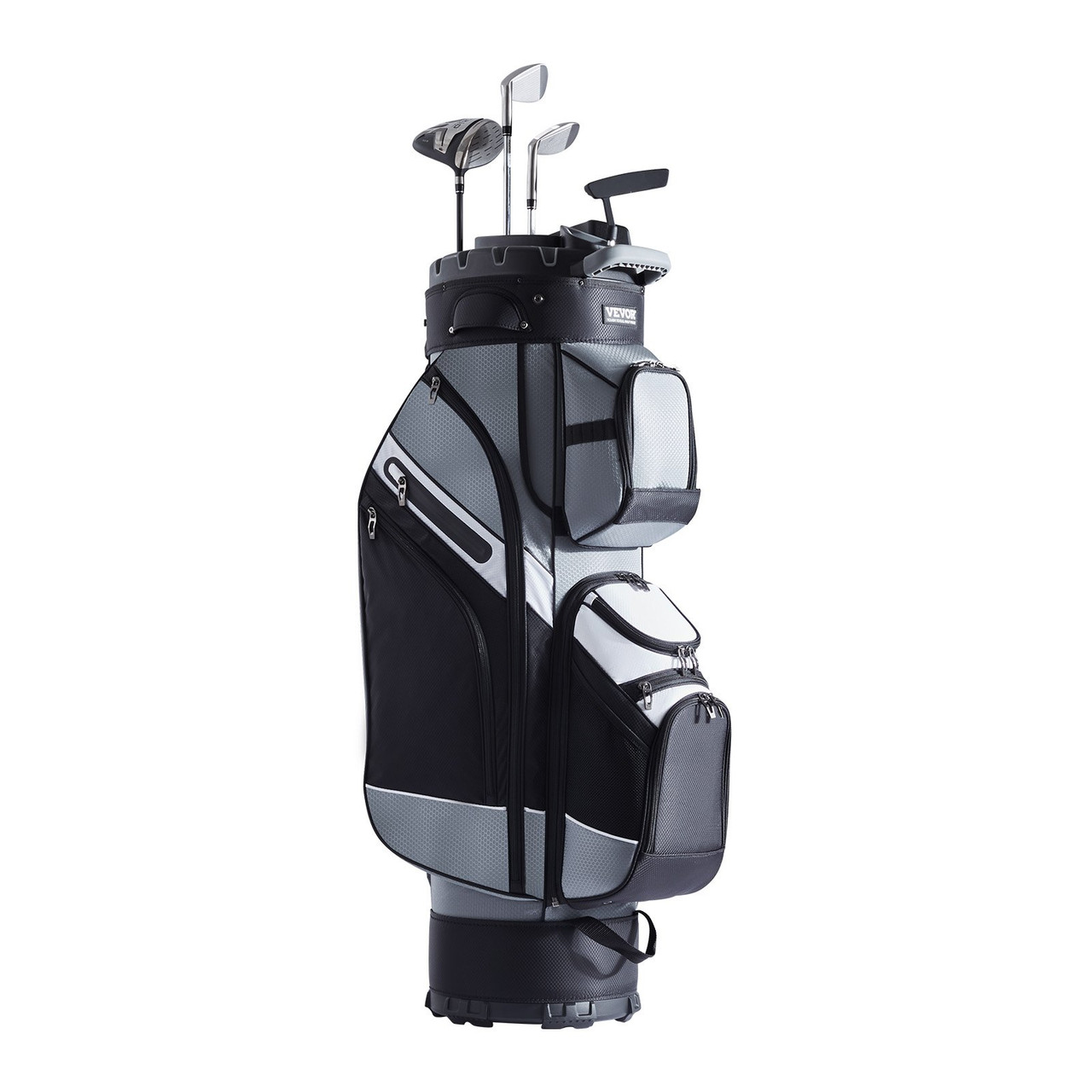 Golf Cart Bag with 14 Way Organizer Divider Top, 41a 13 Pockets Premium Nylon Cart Bag, Durable Golf Bags with Handles & Dust Cover & Detachable Straps for Men & Women, Black Color-Block