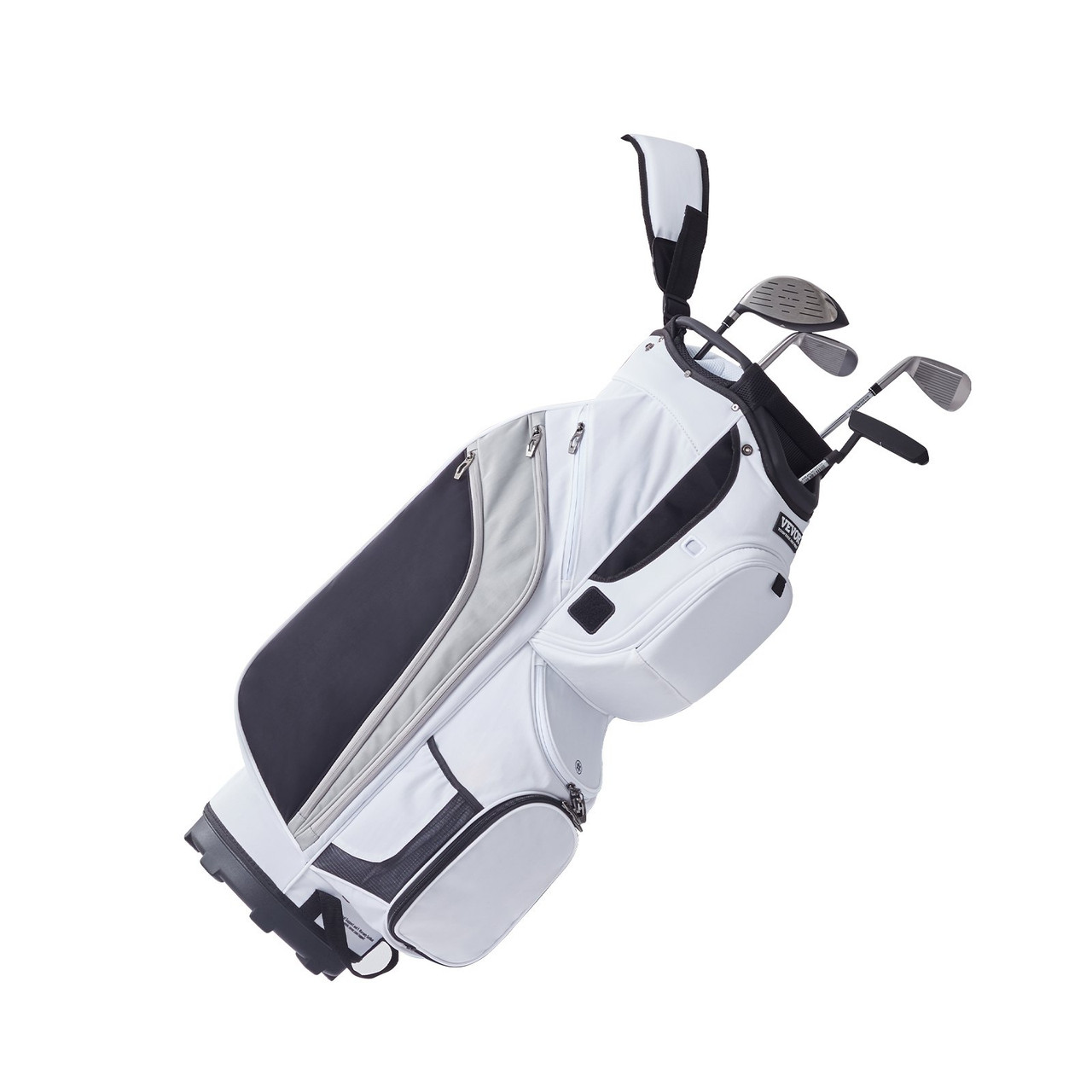Golf Cart Bag with 14 Way Organizer Divider Top, 36â€ 13 Pockets Premium Nylon Cart Bag, Durable Golf Bags with Handles & Dust Cover & Detachable Straps for Men & Women, White Color-Block