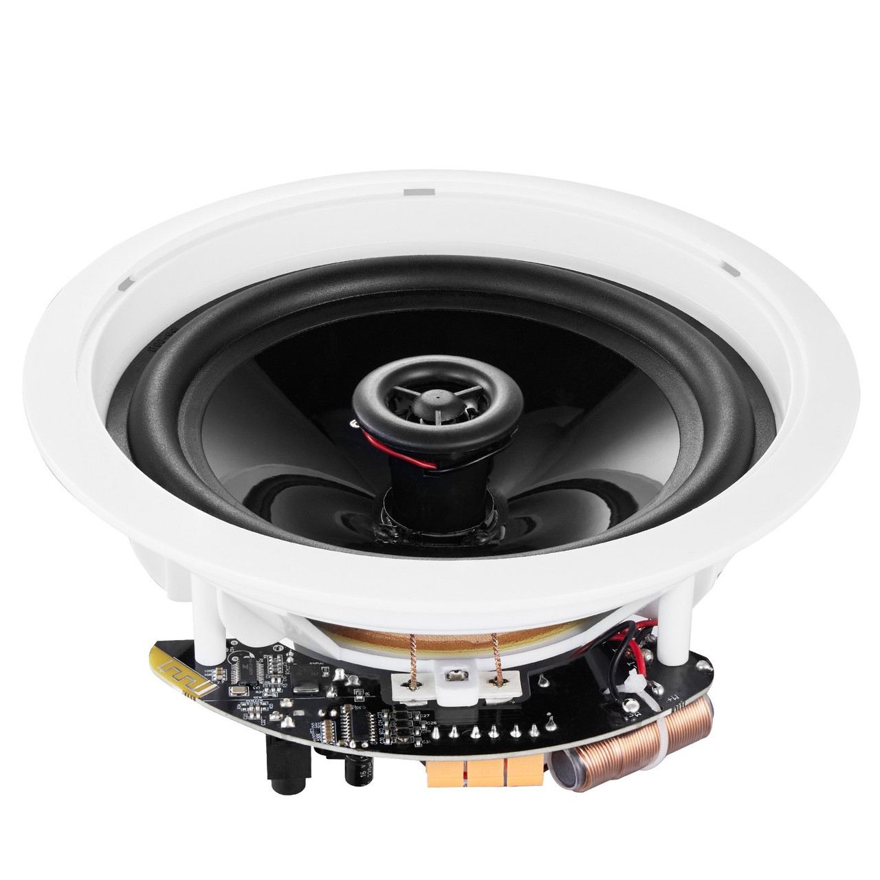 6.5'' Bluetooth in Ceiling Speakers, 150W, Flush Mount Ceiling & in-Wall Speaker System with 8Î©Impedance 89dB Sensitivity, for Home Kitchen Living Room Bedroom or Covered Outdoor Porches, Single