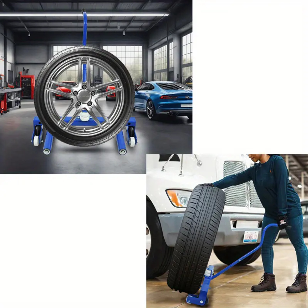 Adjustable Tire Moving Cart Tool Truck Tire Wheel Heavy Duty Dolly 550lbs (600-GOCAPTAIN)