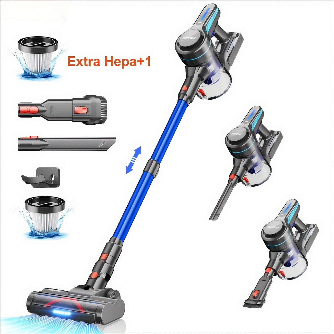 Cordless Vacuum Cleaner, 30Kpa Powerful Stick Vacuum With 45min Runtime, Anti-Tangle Vacuum Cleaners For Home, 50.72oz Dust Cup, Rechargeable Wireless Vacuum For Hardwood Floor Carpet Pet Hair