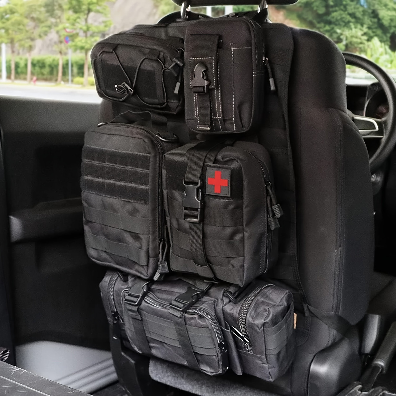 5 Detachable Tactical Car Seat Backrest Organizer, Vehicle Panel Organizer With Removable Molle Pockets Medical Phone Pouch Universal Fit For Most Vehicles 5 Detachable Tactical Car Seat Backrest Organizer, Vehicle Panel Organizer With Removable Molle Pockets Medical Phone Pouch Universal Fit For Most Vehicles