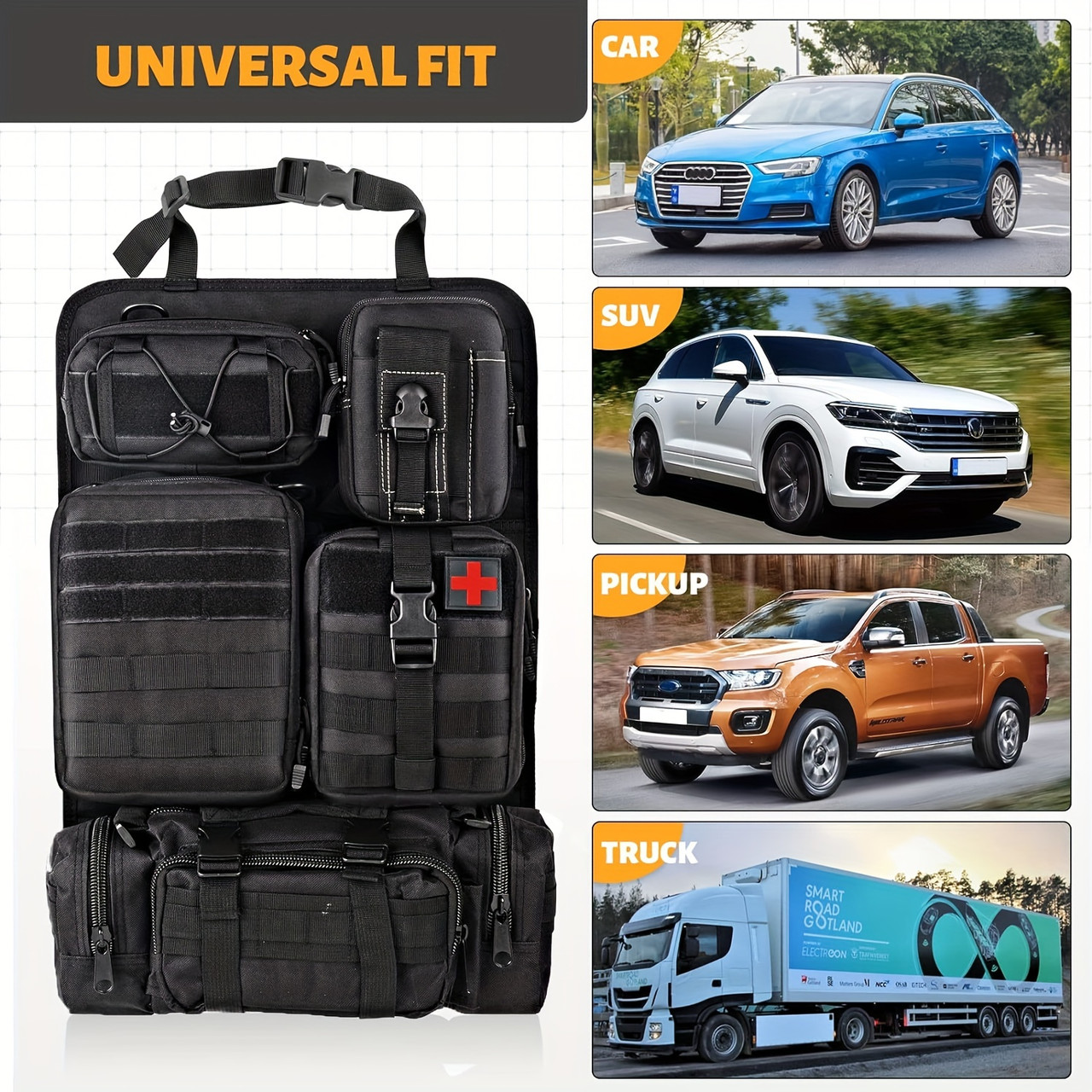 5 Detachable Tactical Car Seat Backrest Organizer, Vehicle Panel Organizer With Removable Molle Pockets Medical Phone Pouch Universal Fit For Most Vehicles 5 Detachable Tactical Car Seat Backrest Organizer, Vehicle Panel Organizer With Removable Molle Pockets Medical Phone Pouch Universal Fit For Most Vehicles
