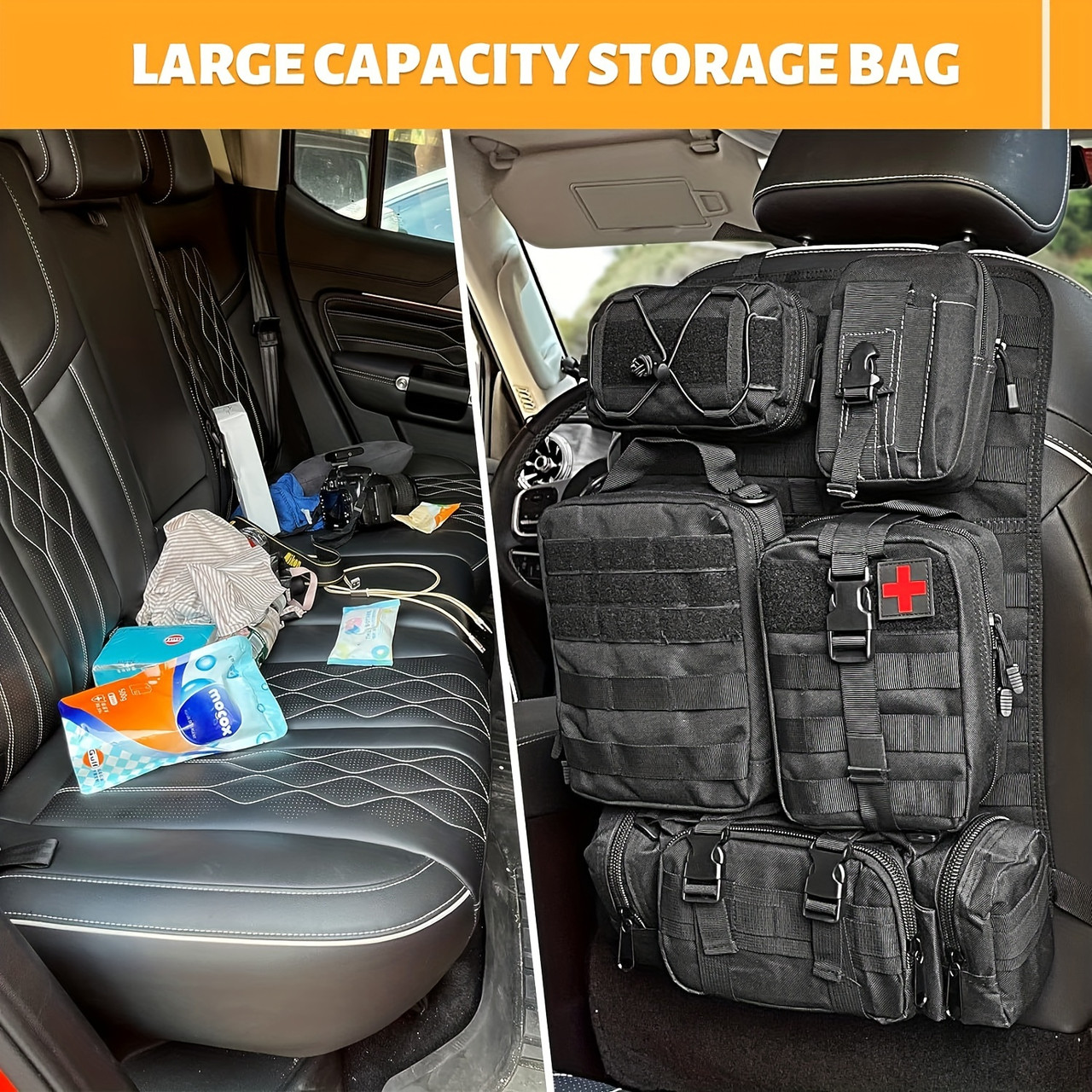 5 Detachable Tactical Car Seat Backrest Organizer, Vehicle Panel Organizer With Removable Molle Pockets Medical Phone Pouch Universal Fit For Most Vehicles 5 Detachable Tactical Car Seat Backrest Organizer, Vehicle Panel Organizer With Removable Molle Pockets Medical Phone Pouch Universal Fit For Most Vehicles