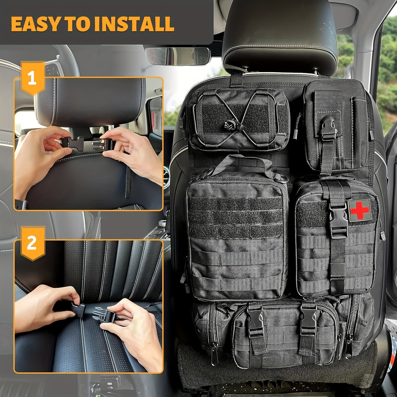 5 Detachable Tactical Car Seat Backrest Organizer, Vehicle Panel Organizer With Removable Molle Pockets Medical Phone Pouch Universal Fit For Most Vehicles 5 Detachable Tactical Car Seat Backrest Organizer, Vehicle Panel Organizer With Removable Molle Pockets Medical Phone Pouch Universal Fit For Most Vehicles