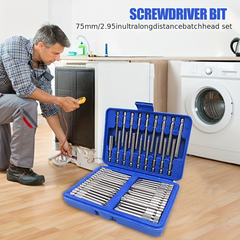 50pcs 75mm Extra Long Drill Bit Set Safety Screwdriver Bit Torx Star Hex Drill Bit