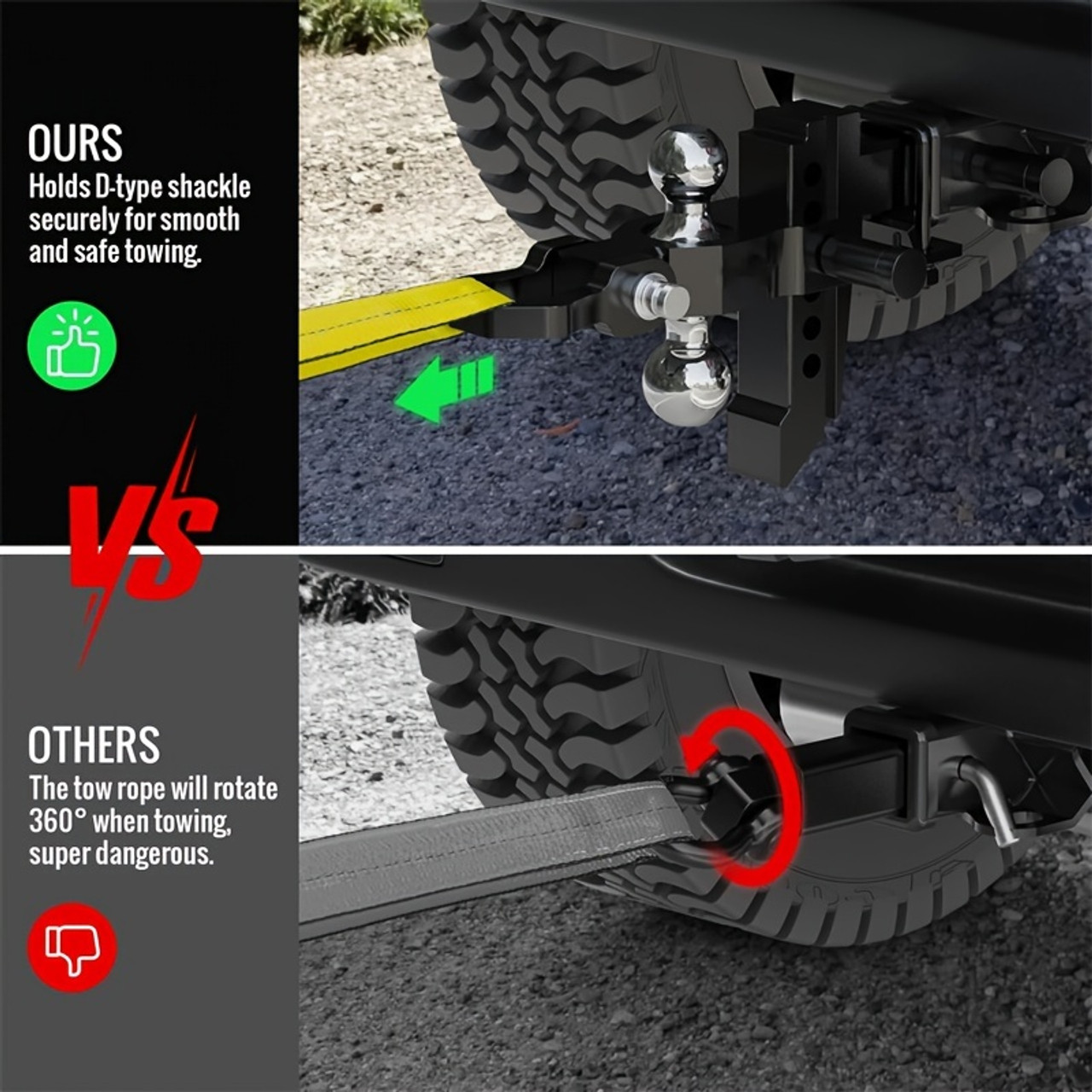 Adjustable Trailer Hitch, 6" Drop/Rise Alloy Steel Drop Hitch With Shackle Hitch, Fits 2-Inch Receiver Only, 12, 500 LBS GTW-Drop Hitch Ball Mount For Heavy Duty Truck, Black
