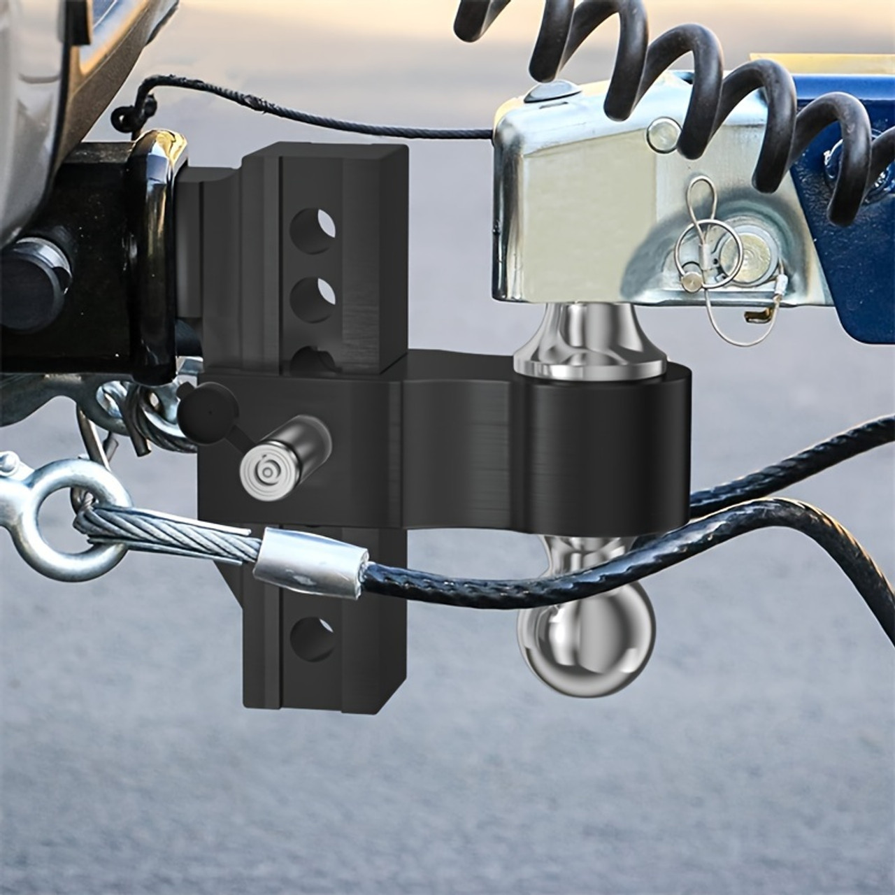 Adjustable Trailer Hitch, 6" Drop/Rise Alloy Steel Drop Hitch With Shackle Hitch, Fits 2-Inch Receiver Only, 12, 500 LBS GTW-Drop Hitch Ball Mount For Heavy Duty Truck, Black