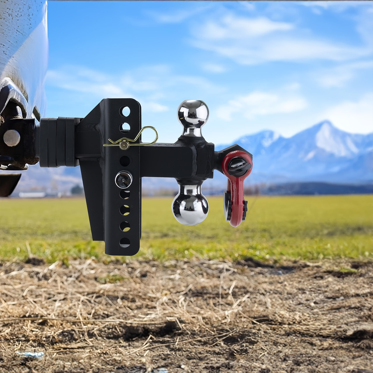 Adjustable Trailer Hitch Ball Mount With Lock&Pin&Rotatable Tow Shackle, Fits 2-in Receiver, 5" Rise/Drop, 2-in, 2-5/16-in Hitch Ball, 10000LBS GTW, Ultra Quiet