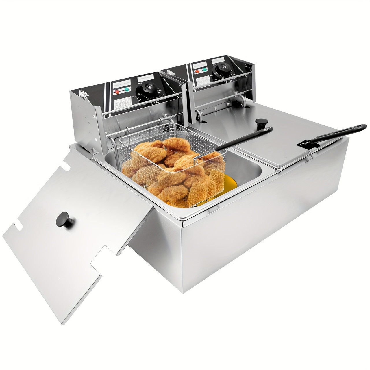 6L/12L Commercial Electric Deep Fryer, Stainless Steel Countertop Electric Fryers with Removable Tank and Baskets for Home, Restaurant
