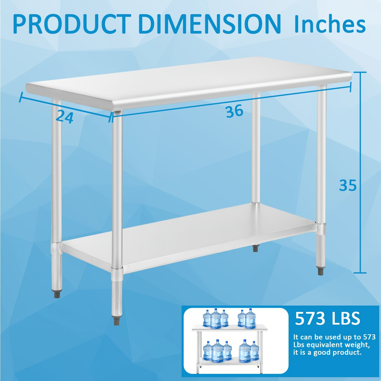 Stainless Steel Kitchen Prep And Work Table, Commercial Work Table For Restaurant And Home, Stainless Steel