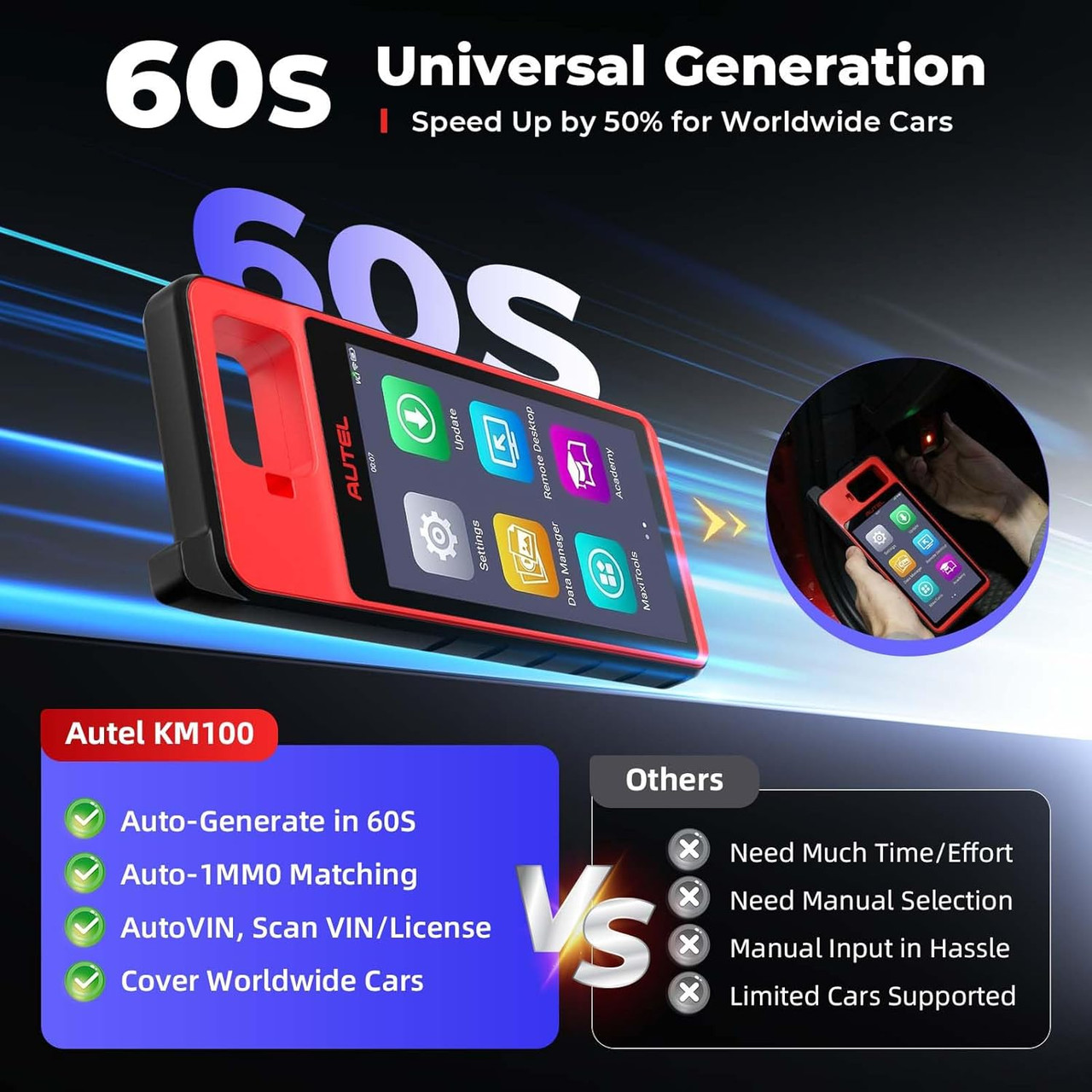 Autel MaxiIM KM100 (X), 2024 Same as KM100 KM100E, KÄ™y Programming Tool, OBD Ã-M-M-O Learning on 99% Cars, 60s KÄ™y Generation & Tansponder, Built-in APB112, Lifetime Free Update, 2PCS Blank KÄ™y