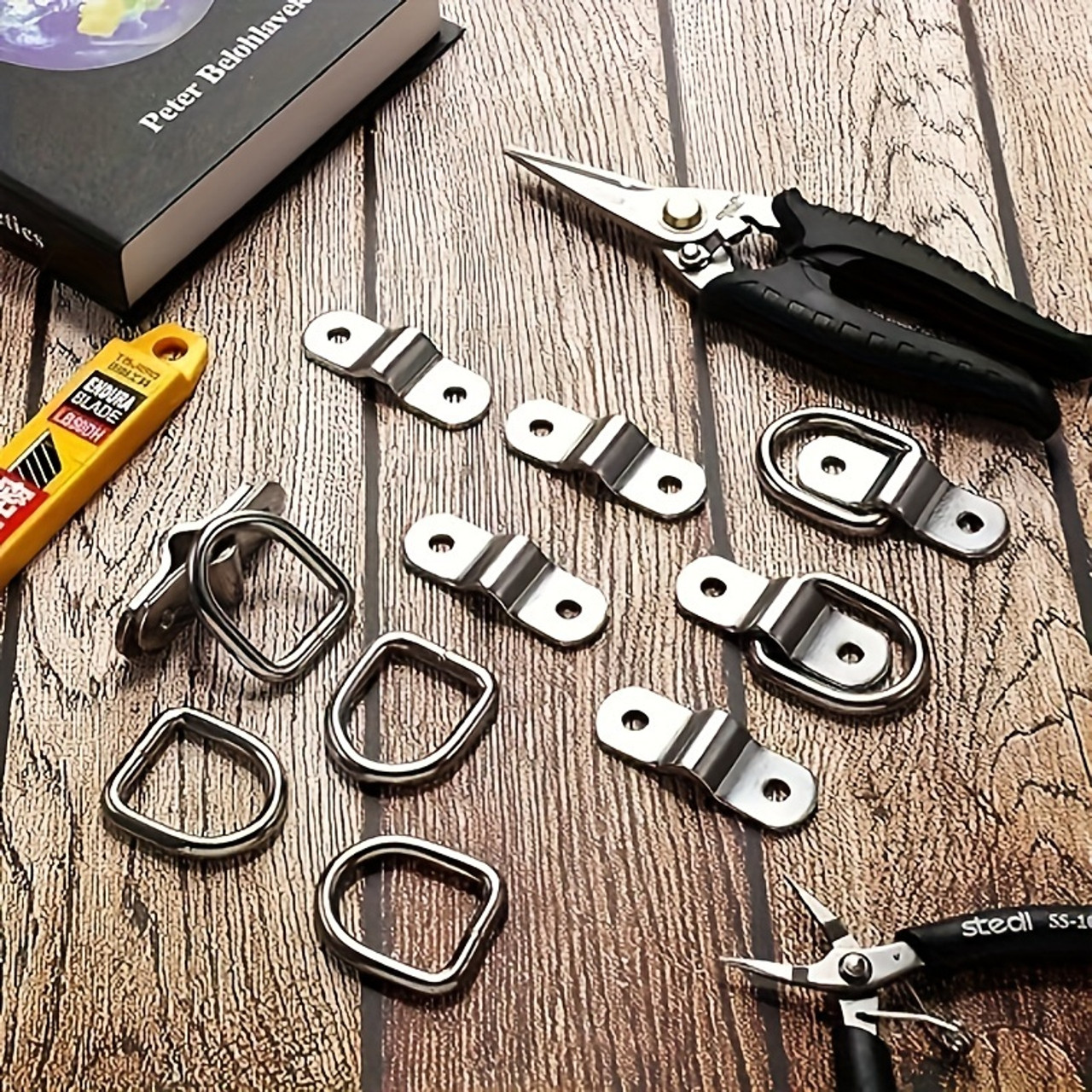 24 Pieces D-Ring Tie Down 1/4 Inch D-Rings Trailer 700 Lbs D-Ring Bracket D Ring Mounting Plate For Ratchet Tie Down Straps Car Truck Bed Cargo