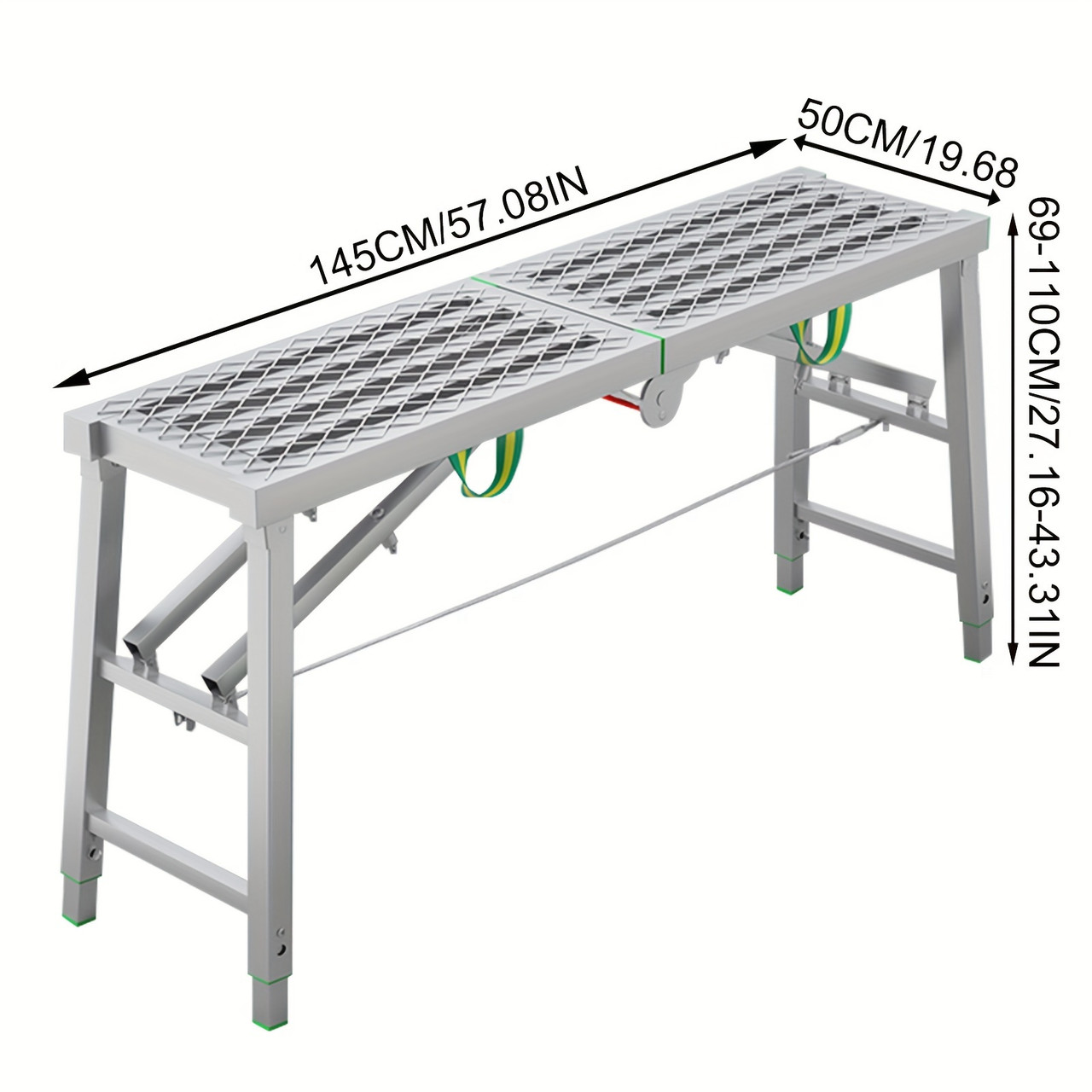 Folding Lifting Thickened Decoration Horse Stool | Anti-slip Mesh Portable Scaffolding | Multifunctional Portable Engineering Ladder, Adjustable Height, Anti-slip Mesh Surface 160*30 Single Support, Suitable For Gypsum Board Painting