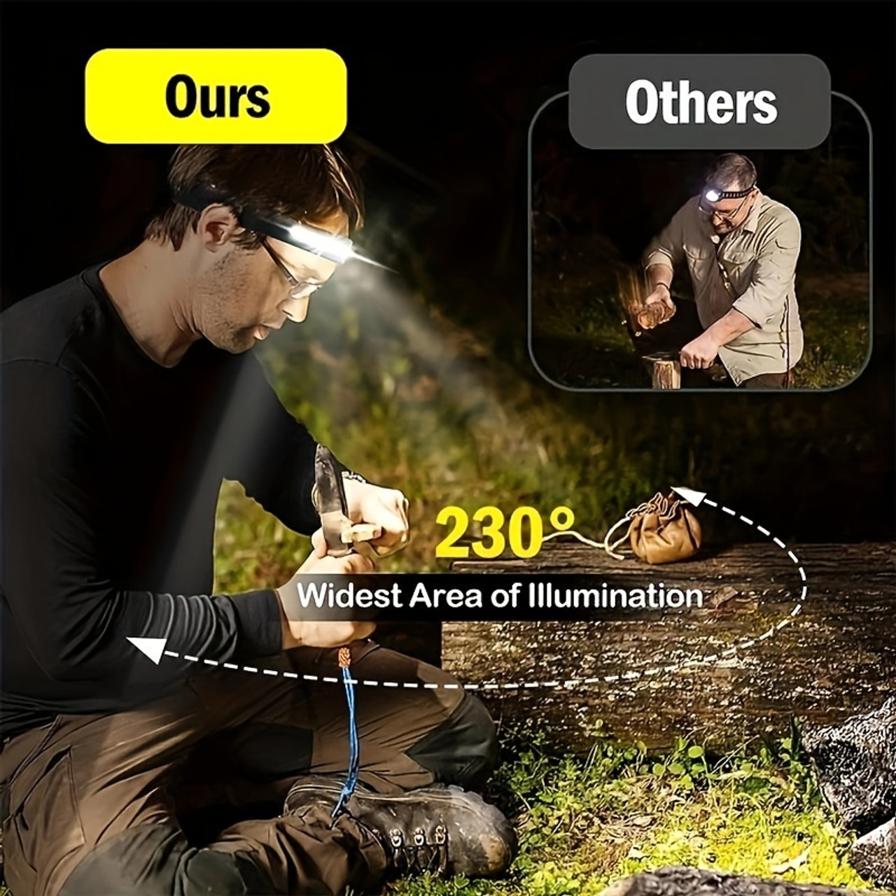 3PCs Powerful LED Multi-mode Induction Headlight, Outdoor Motion Sensor Headlamp, Rechargeable For Running Camping Hiking Etc