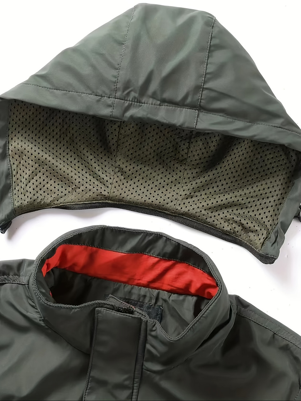 Men's Outdoor Sports Jacket, Detachable Hood Climbing Coat, Travel Windbreaker, Casual Hiking Outerwear, Athletic Style Army Green