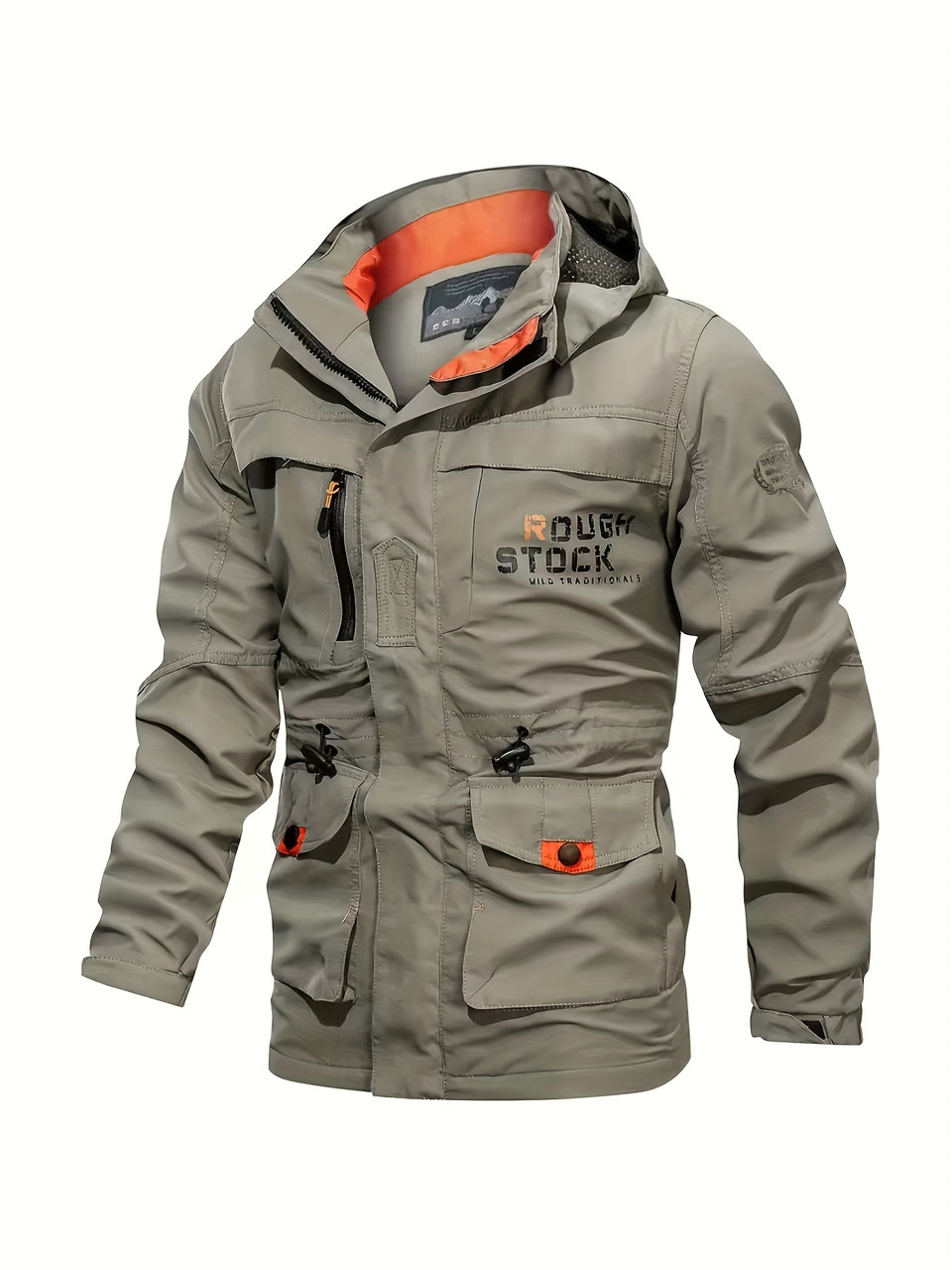 Copy of Men's Outdoor Sports Jacket, Detachable Hood Climbing Coat, Travel Windbreaker, Casual Hiking Outerwear, Athletic Style Khaki