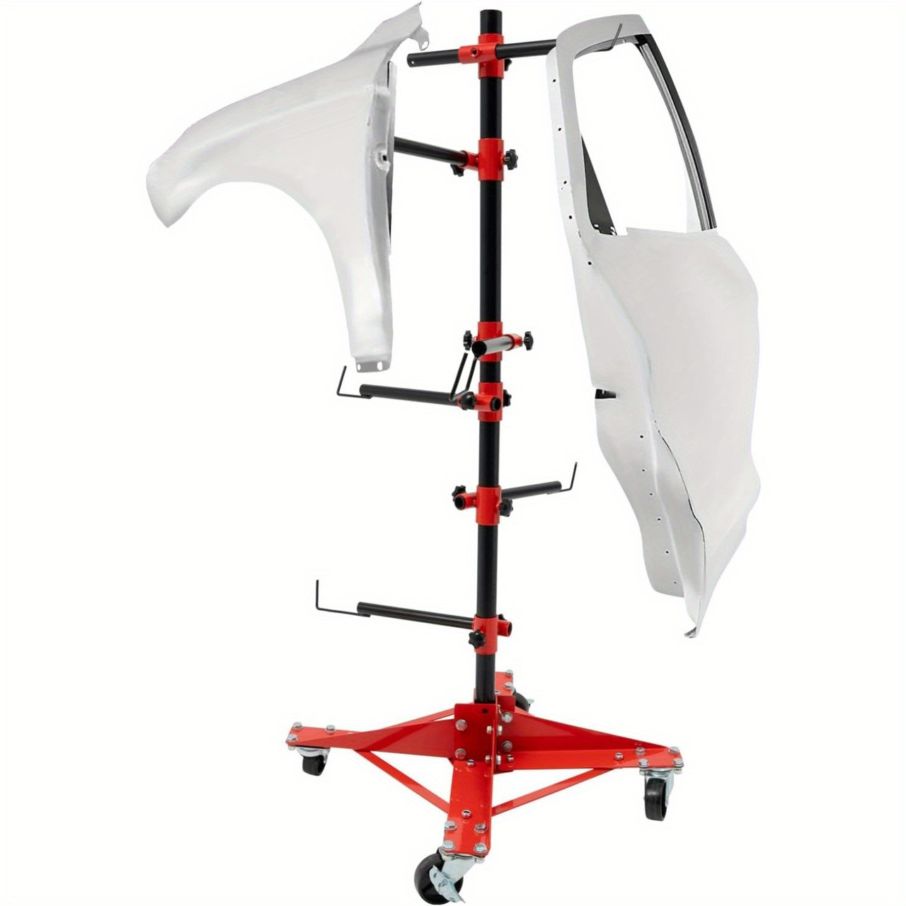 Thermall 47'' Door Painting Stand with 4 Wheels Panel Tree Bumper Hood Stand Rack Autobody Tools for Painting Big Red Jack Stands Holder Adjustable Center Post Hang Repair Fenders (47 Inch)