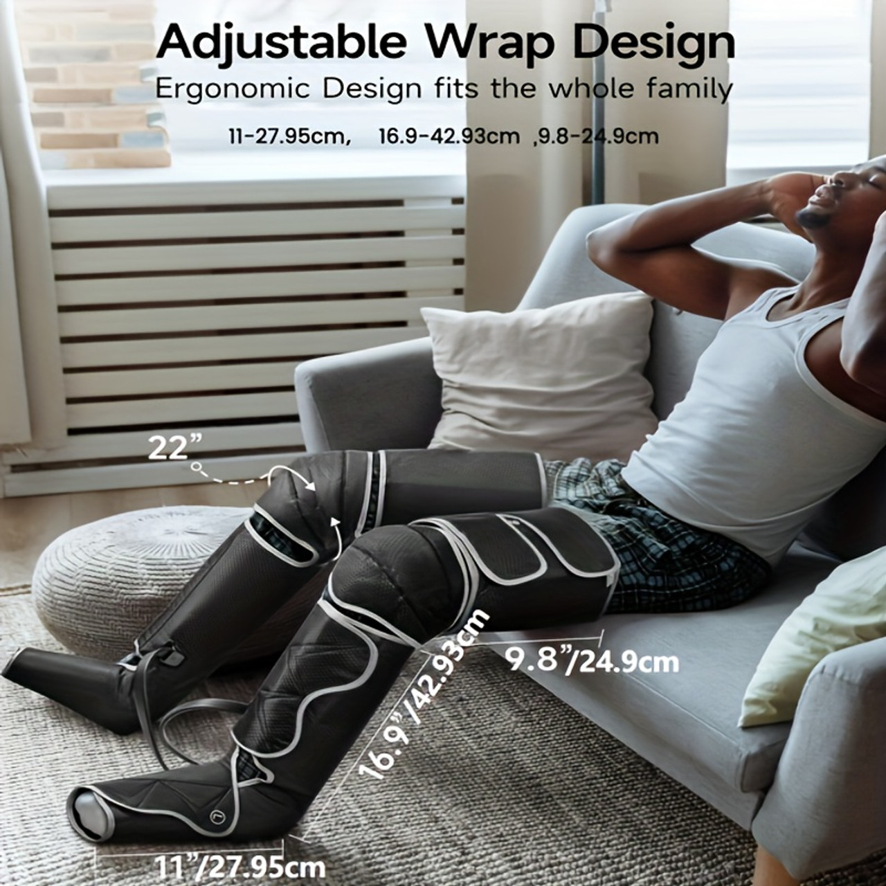 Leg Massager, 3 In 1 Full Leg Massager With Heat And Pressure, 5 Modes, 4 Intensities, 2 Heat Levels, With 4 Extenders, Christmas Gift For Men And Women