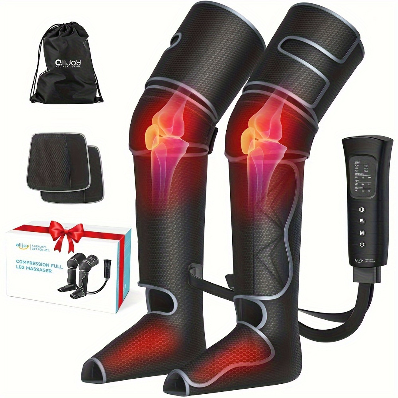 Leg Massager, 3 In 1 Full Leg Massager With Heat And Pressure, 5 Modes, 4 Intensities, 2 Heat Levels, With 4 Extenders, Christmas Gift For Men And Women