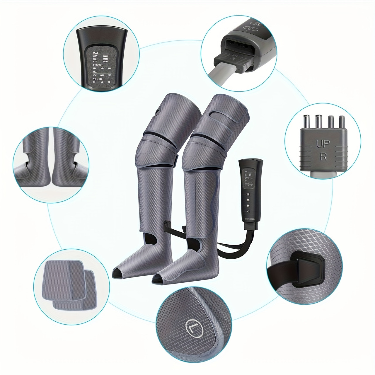Leg Massager, 3 In 1 Full Leg Massager With Heat And Pressure, 5 Modes, 4 Intensities, 2 Heat Levels, With 4 Extenders, Christmas Gift For Men And Women