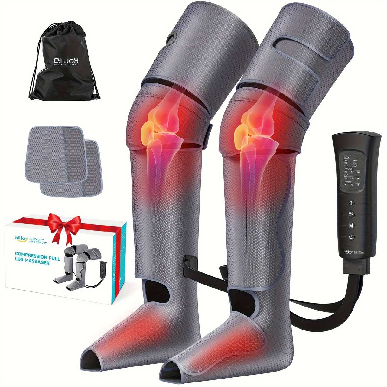 Leg Massager, 3 In 1 Full Leg Massager With Heat And Pressure, 5 Modes, 4 Intensities, 2 Heat Levels, With 4 Extenders, Christmas Gift For Men And Women