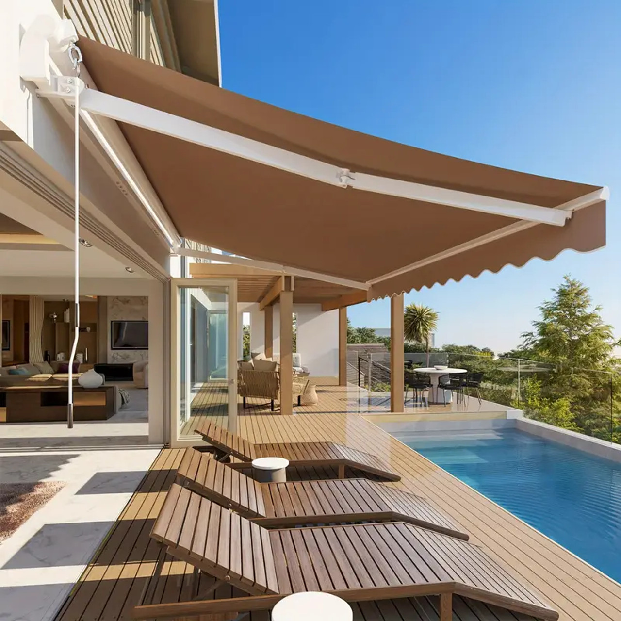 Patio Retractable Awning Sun Shade Shelter Cover, Outdoor Patio Awnings For Shop, Restaurant, Cafe, Courtyard, Balcony  13 X 8 FT