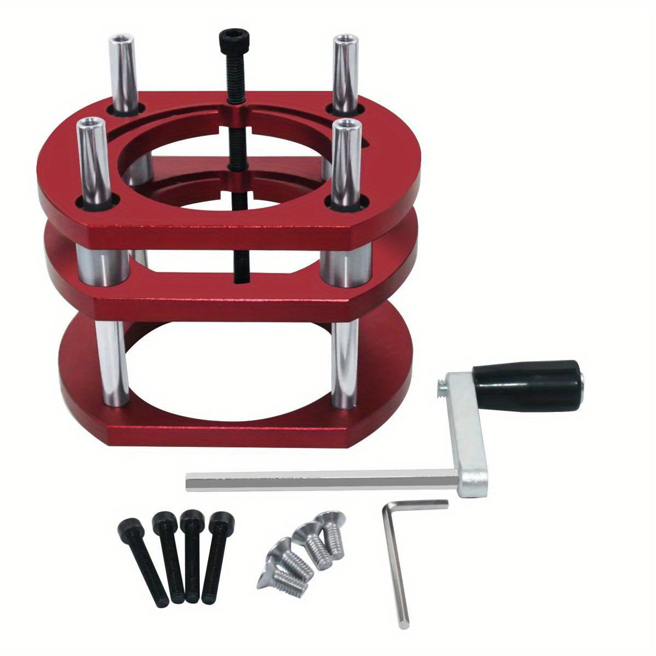 Aluminum Router Lift Table Base for 65mm Motors, Manual Elevating Tool Set with 4-Jaw Chuck, Non-Electrical Precision Height Adjustment Clamp for Woodworking