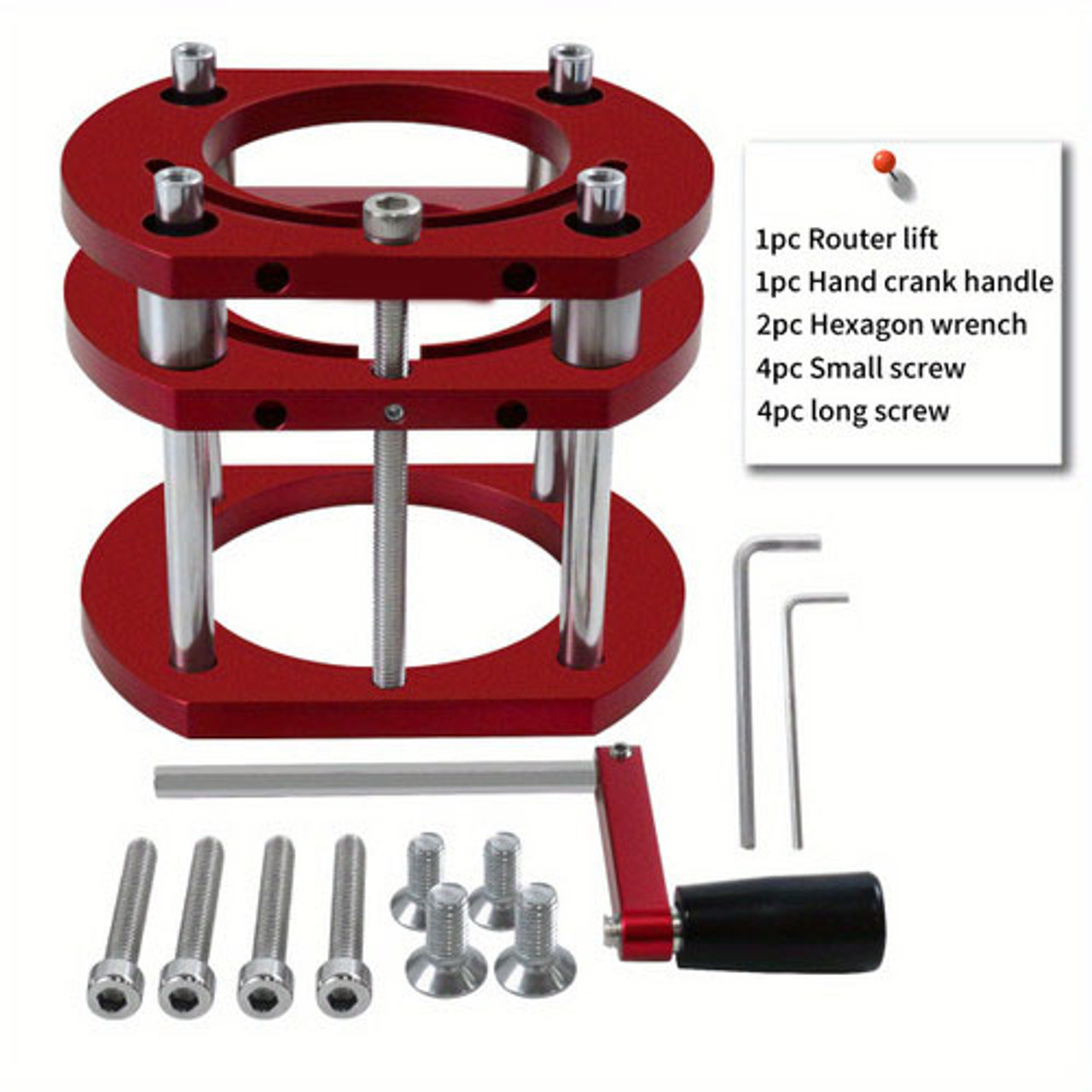 Aluminum Router Lift Table Base for 65mm Motors, Manual Elevating Tool Set with 4-Jaw Chuck, Non-Electrical Precision Height Adjustment Clamp for Woodworking