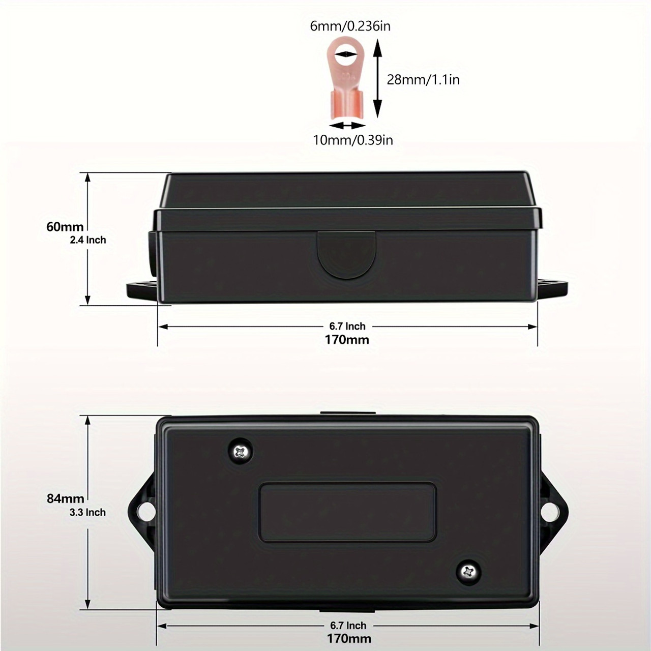 7-Way Trailer Junction Box Kit with 7 Terminal Studs, Heavy-Duty Weatherproof Wiring Box for RV Camper Trailer Light Rewiring, Rear Placement