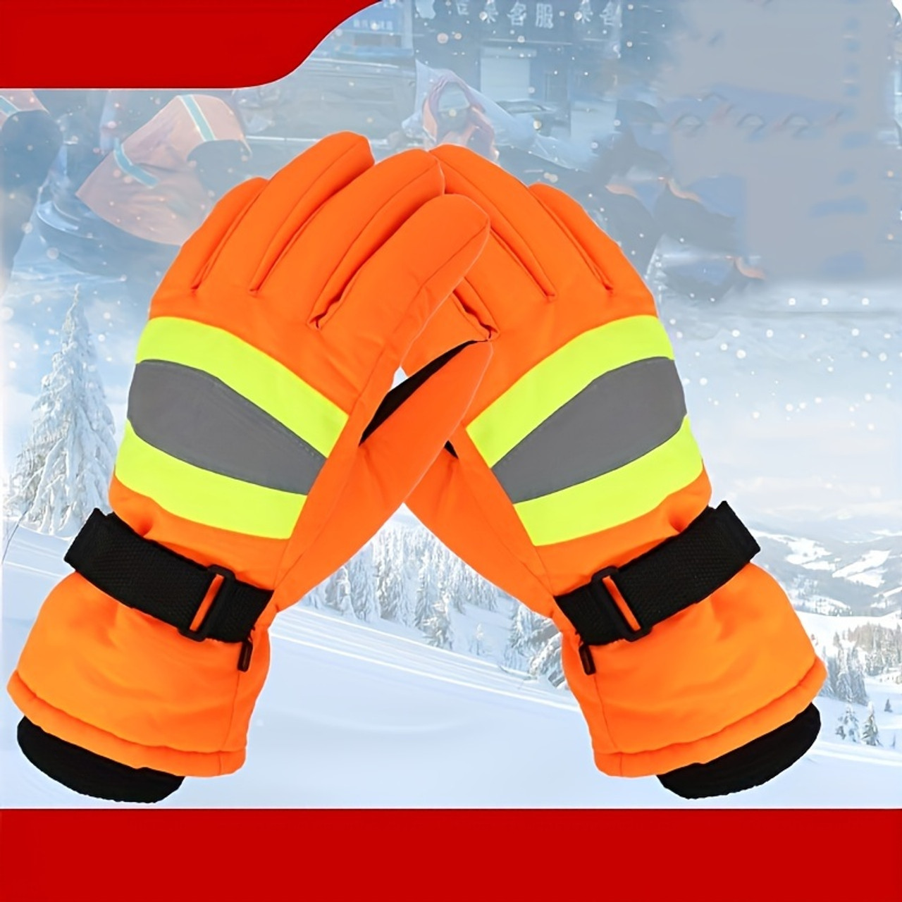 1 Pair Winter Thickened Warm Gloves, Windproof Cold-Resistant, Hand Washable Woven Polyester Fiber, for Outdoor Work, Hiking, Skiing, Cycling