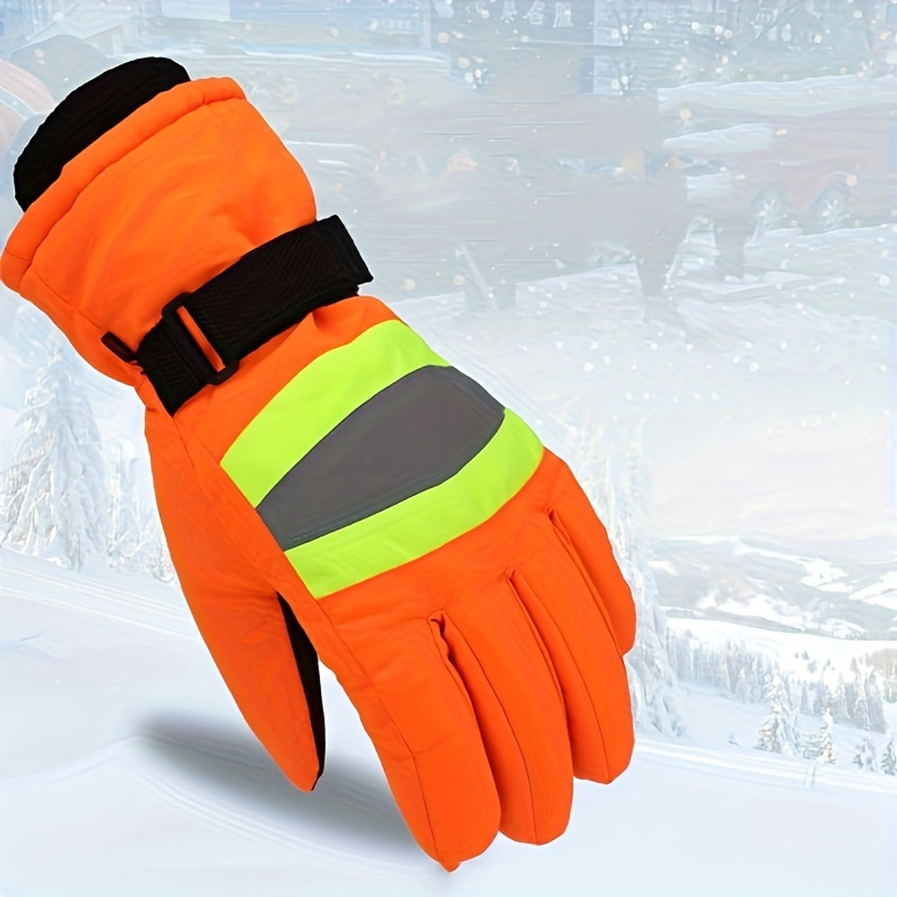 1 Pair Winter Thickened Warm Gloves, Windproof Cold-Resistant, Hand Washable Woven Polyester Fiber, for Outdoor Work, Hiking, Skiing, Cycling