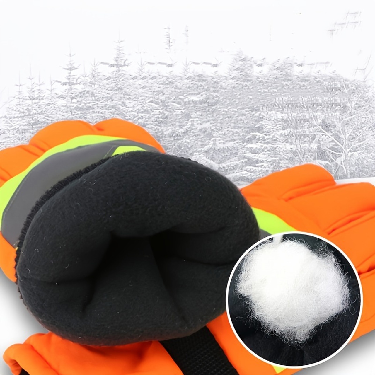 1 Pair Winter Thickened Warm Gloves, Windproof Cold-Resistant, Hand Washable Woven Polyester Fiber, for Outdoor Work, Hiking, Skiing, Cycling