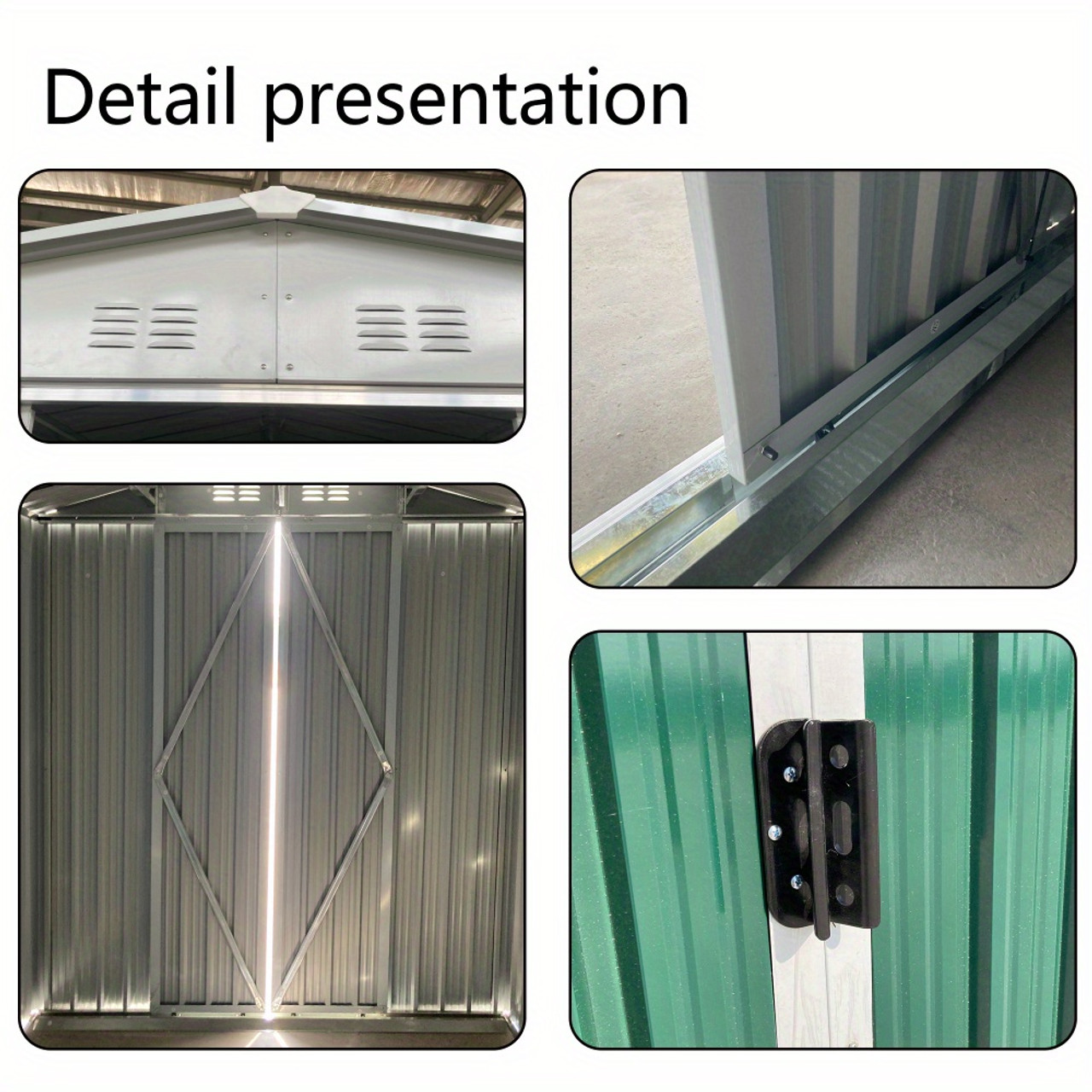 Metal Anti-Corrosion Utility Tool House with Lockable Door, Garden Shed 10FTx8FT Apex Roof Grey With Windows and Aluminum alloy frame