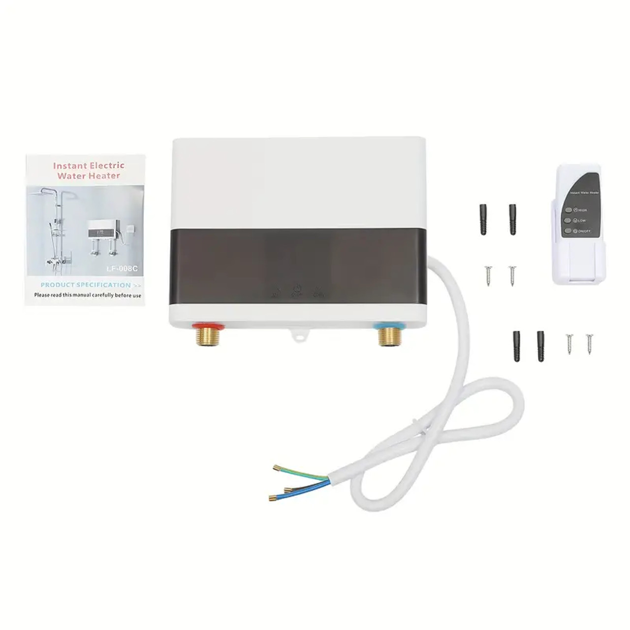 110V 4000W Small Kitchen Treasure Water Heater (horizontal Inlet And Outlet At The Bottom) - White Color