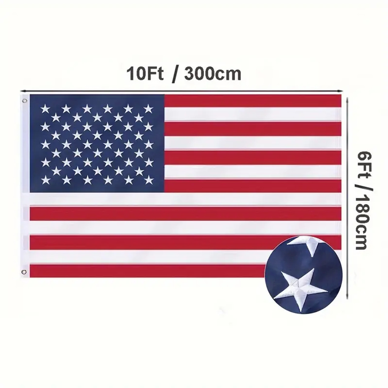 1pc Tear Proof 6X10 Ft American Flag, Build To Long Lasting, Fade Resistant Spun Polyester, High Wind US Outdoor Flags Embroidered Stars, Sewn Stripes, Brass Grommet