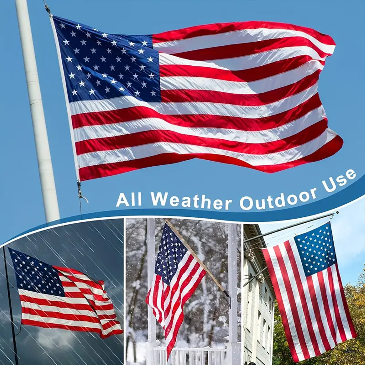 1pc Tear Proof 6X10 Ft American Flag, Build To Long Lasting, Fade Resistant Spun Polyester, High Wind US Outdoor Flags Embroidered Stars, Sewn Stripes, Brass Grommet