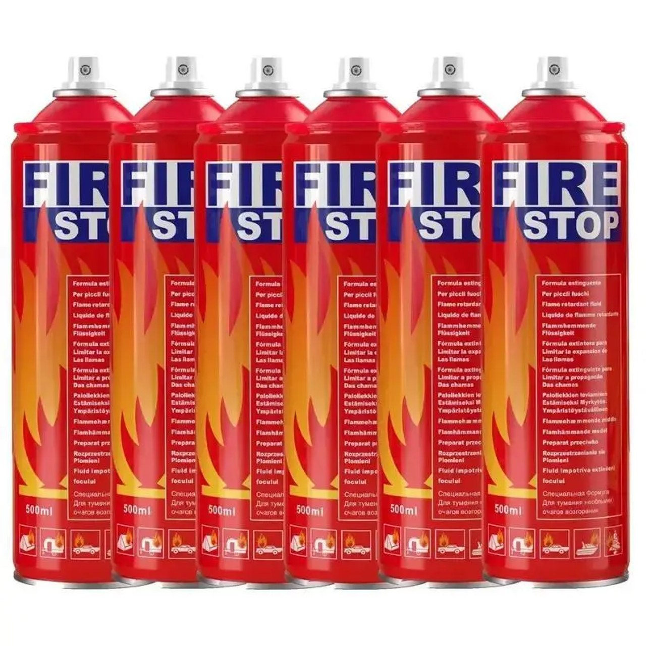 6 pcs Portable Water - based Fire Extinguishers with 8 - in - 1 Functions and Mounting Brackets. These fire extinguishers are suitable for automotive accessories, home decoration, kitchen use, outdoor camping, party decoration
