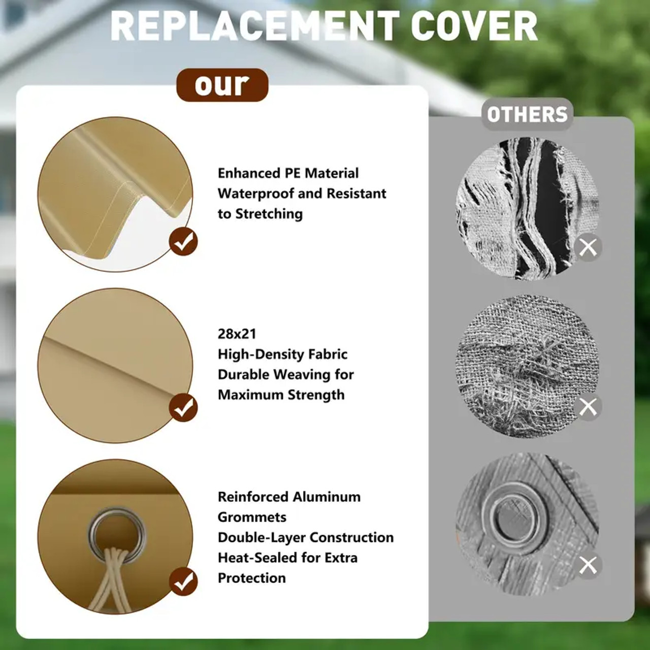 13'x20' Yellow Carport Replacement Canopy Cover - Waterproof, UV & Wind Resistant PE Fabric (COVER ONLY, FRAME NOT INCLUDED)