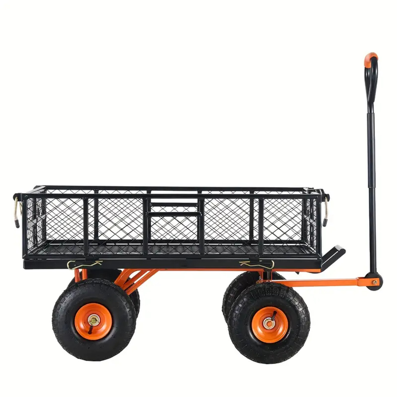 Heavy-Duty Steel Garden Dump Cart, 400lbs Capacity, with 2-in-1 Convertible Handle - Easy Pull & Carry, Removable Sides, Utility Liner, 10in All-Terrain Wheels - Ideal for Yard Work & Outdoor Projects