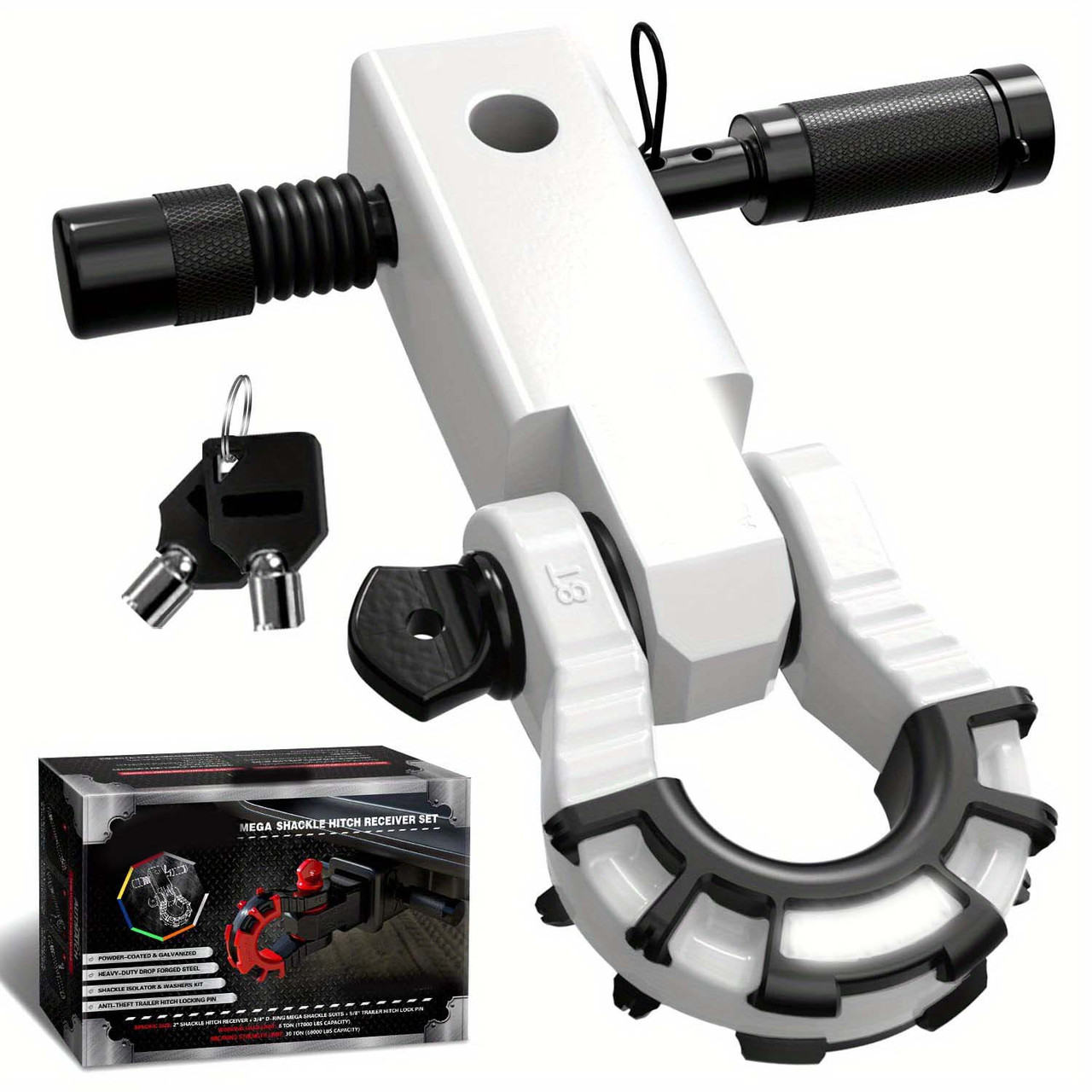 AUTATCH Shackle Hitch Receiver 2 Inch - 3/4" D Ring Shackle And 5/8" Trailer Hitch Lock Pin