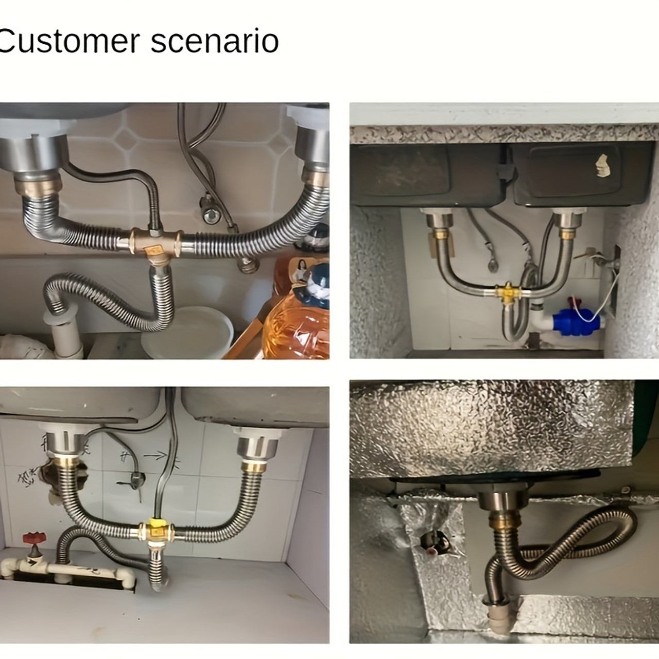 Kitchen Sink Drain Assembly, 304 Stainless Steel, Double Sink Drain Pipe with Anti-Odor, Anti-Rat Bite, and Easy Installation Features, with Hot Sale Package