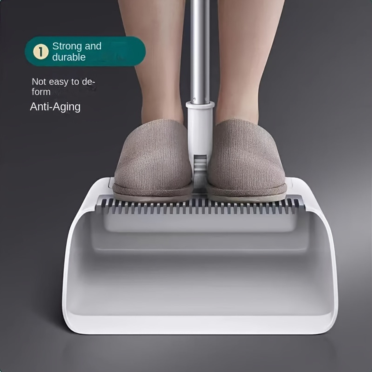 Broom And Dustpan Combo Set For Sweeping Indoor And Outdoor Broom 3 In 1 Long Handle Broom And Dustpan Set, Heavy Duty Push Broom For Household Cleaning Bathroom Kitchen