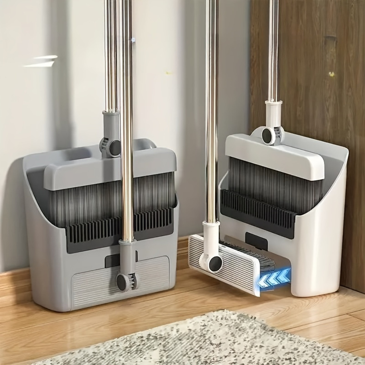 Broom And Dustpan Combo Set For Sweeping Indoor And Outdoor Broom 3 In 1 Long Handle Broom And Dustpan Set, Heavy Duty Push Broom For Household Cleaning Bathroom Kitchen