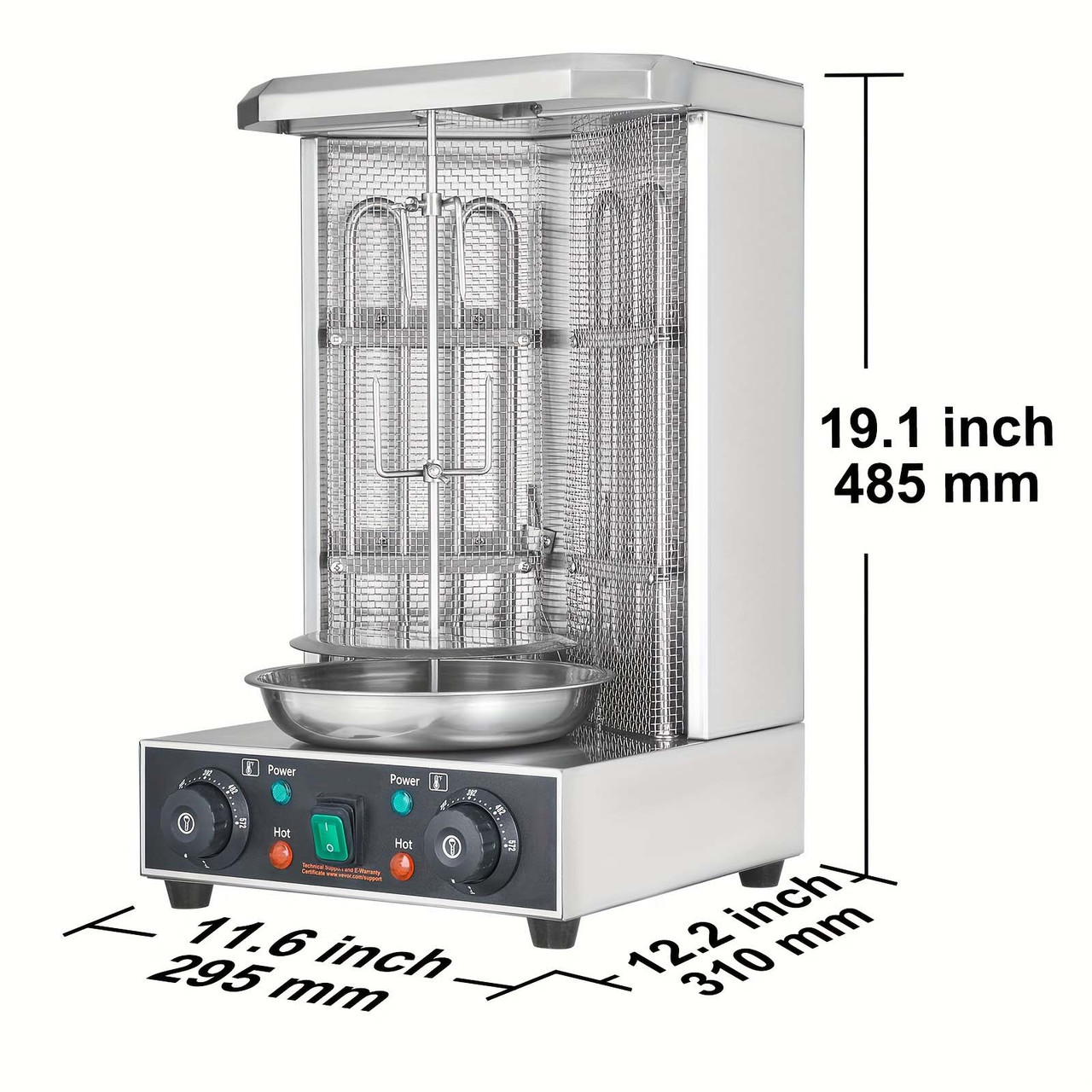 Shawarma Grill Machine, 13 Lbs Capacity, Chicken Shawarma Cooker Machine With 2 Burners, Electric Vertical Broiler Gyro Rotisserie Oven Doner Kebab Machine, For Home Restaurant Kitchen Parties