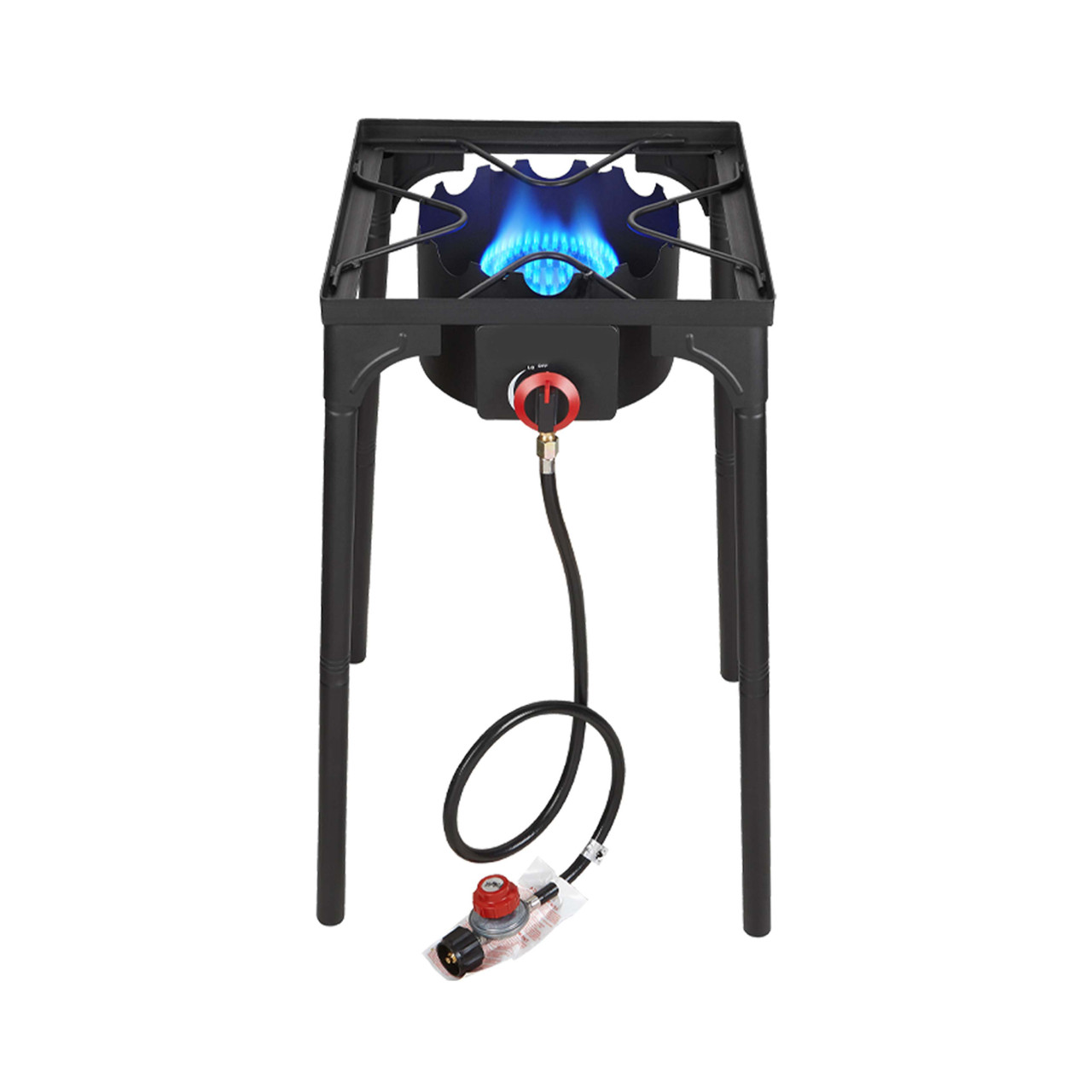 Single Burner Stove HT-C-0041 Outdoor Portable Propane Stove Gas Cooker, Heavy Duty Iron Cast Patio Burner with Detachable Stand Legs for Camp Cooking