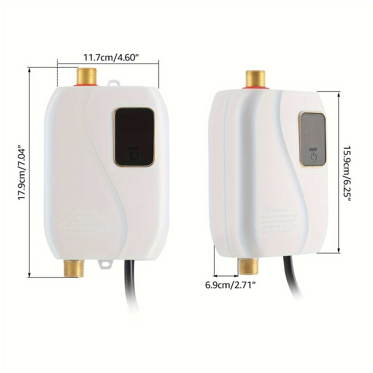 3000W Tankless Electric Hot Water Heater with LED Display - Instant & Consistent Water Heating for Kitchens, Bathrooms & Sinks, 110V, Easy Installation, Stainless Steel Construction