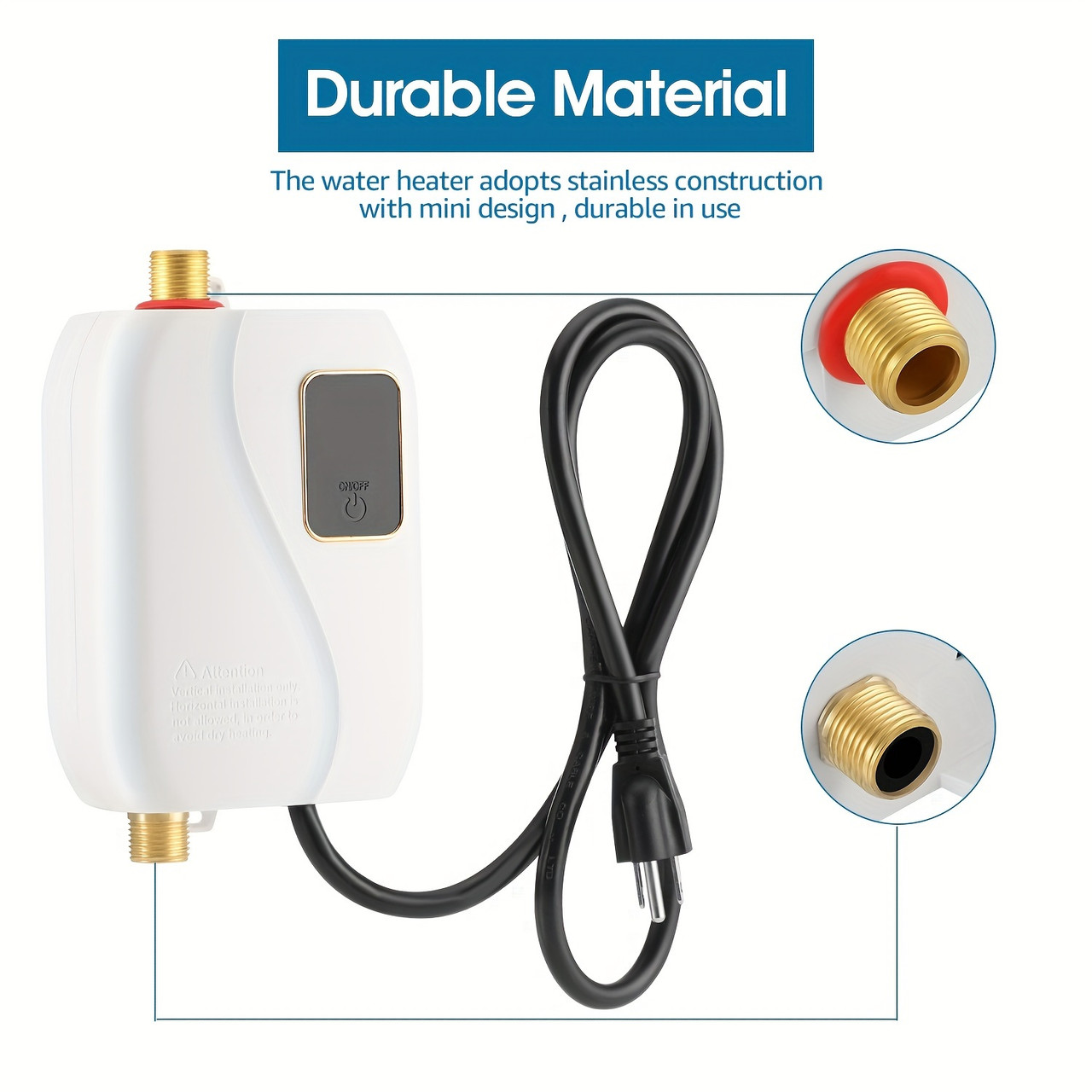 3000W Tankless Electric Hot Water Heater with LED Display â€“ Instant & Consistent Water Heating for Kitchens, Bathrooms & Sinks, 110V, Easy Installation, Stainless Steel Construction